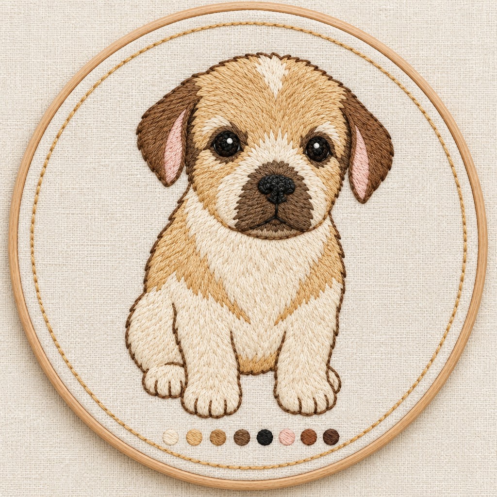 Custom pet portrait embroidery kit from your photo